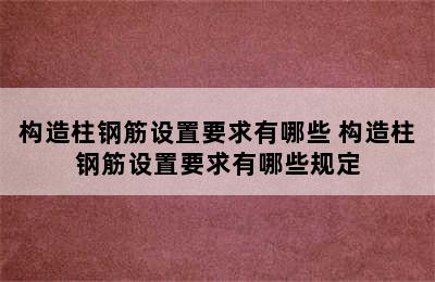 构造柱钢筋设置要求有哪些 构造柱钢筋设置要求有哪些规定